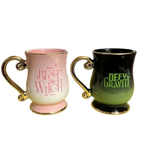 Wicked- Glinda & Elphaba Ceramic Mugs Set- NEW - Picture 2 of 3